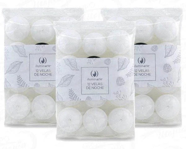 Velas de Noche Blancas x12