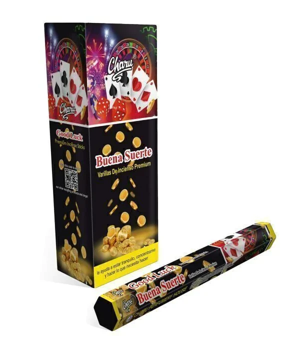Sahumerio Charu Hexagonal BUENA SUERTE x20